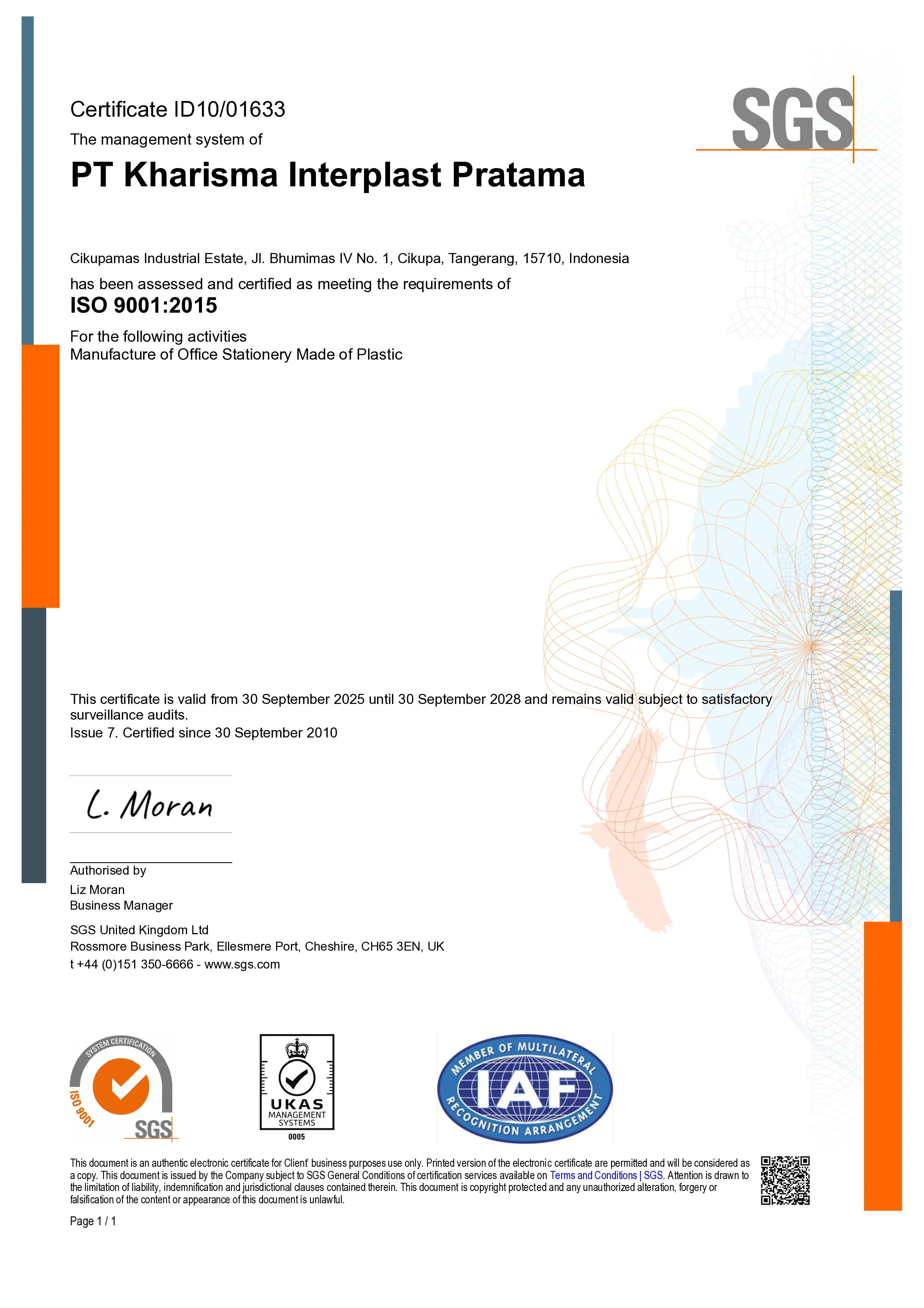 ISO 9001:2015 certificate